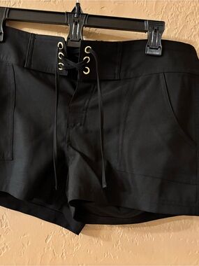 La Blanca Black High-Waist Lace-Up Shorts